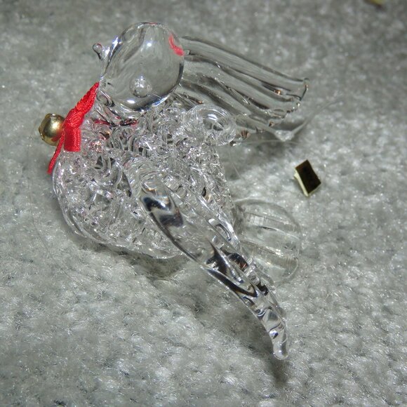 Vintage Clear Spun Glass Crystal Bird Hanging Christmas Holiday Ornament - Picture 3 of 11